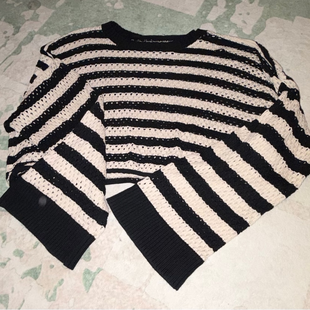 Striped Black and Cream Sweater